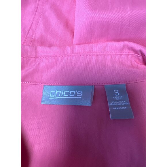 Chicos Womens Pink Zip-Up Lightweight Jacket W/ Adjustable Sleeves Size 3 US XL - Picture 6 of 9